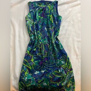 Ralph Lauren Blue and Green Paisley Dress
